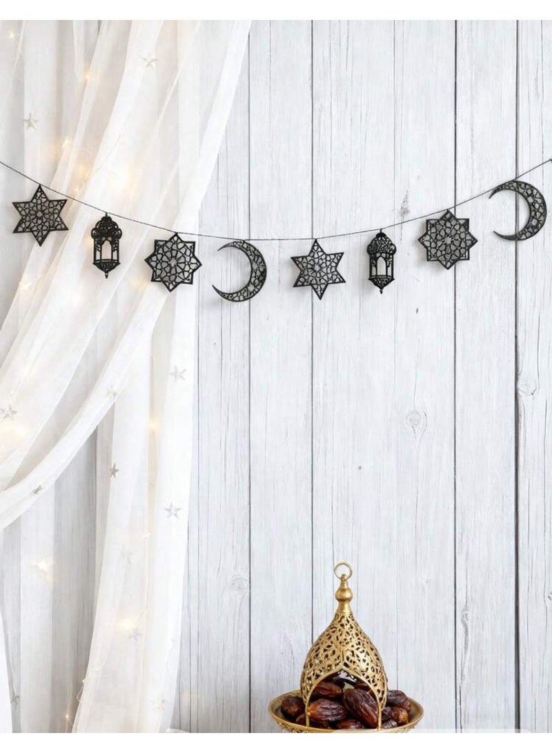 زينة رمضان جدارية باللون الأسود | ديكور رمضاني أنيق للمنازل والمجالس - Image 1